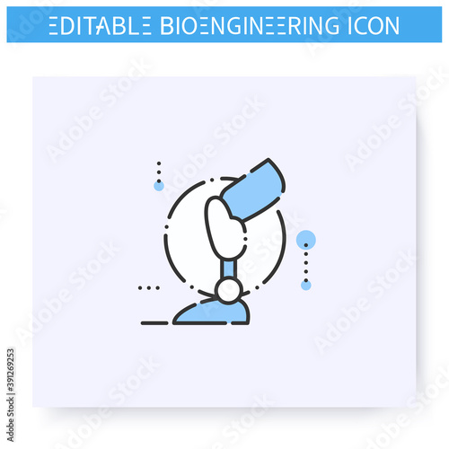 Artificial limb line icon.Technological leg prosthesis.Bioengineering technology. Biomedical engineering, nanotechnology and science innovations concept. Isolated vector illustration. Editable stroke 