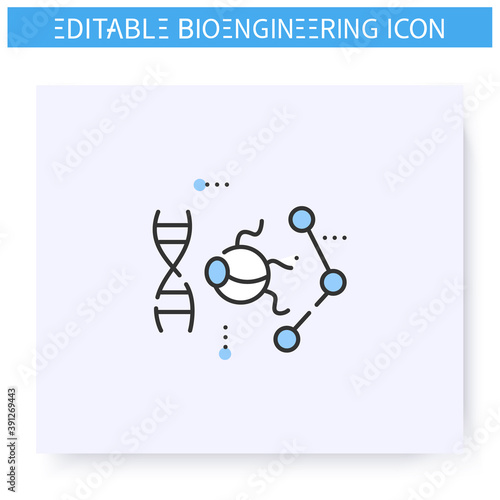 Nanorobot line icon. Nanotechnological, dna based robot. Microsurgery. Biomedical engineering, nanotechnology and medical science innovations concept. Isolated vector illustration. Editable stroke 