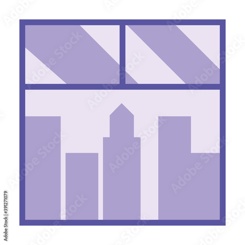 window with city buildings view vector design