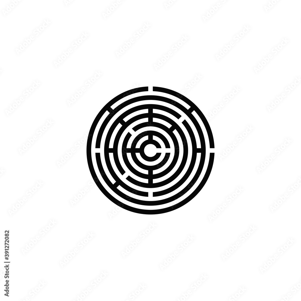 Black maze circle icon symbol logo design Black maze circle icon symbol logo design