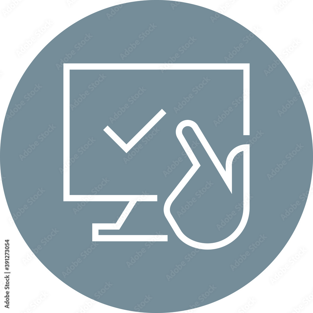 Online Voting Hand Checkmark Outline Icon Online Voting Hand Checkmark Outline Icon