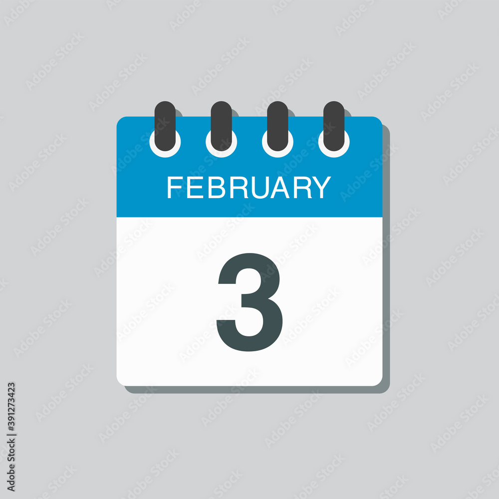 Icon day date 3 February, template calendar page Icon day date 3 February, template calendar page