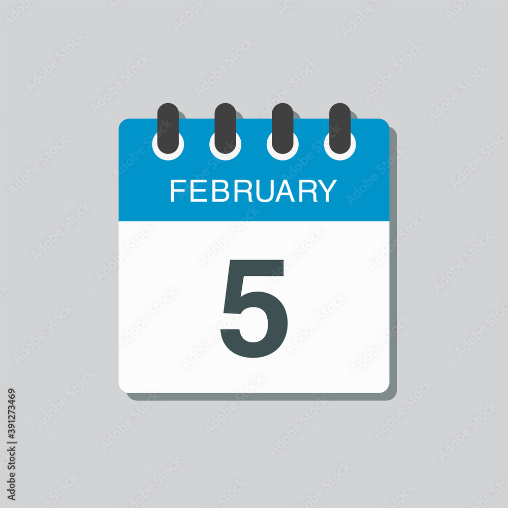 Icon day date 5 February, template calendar page Icon day date 5 February, template calendar page