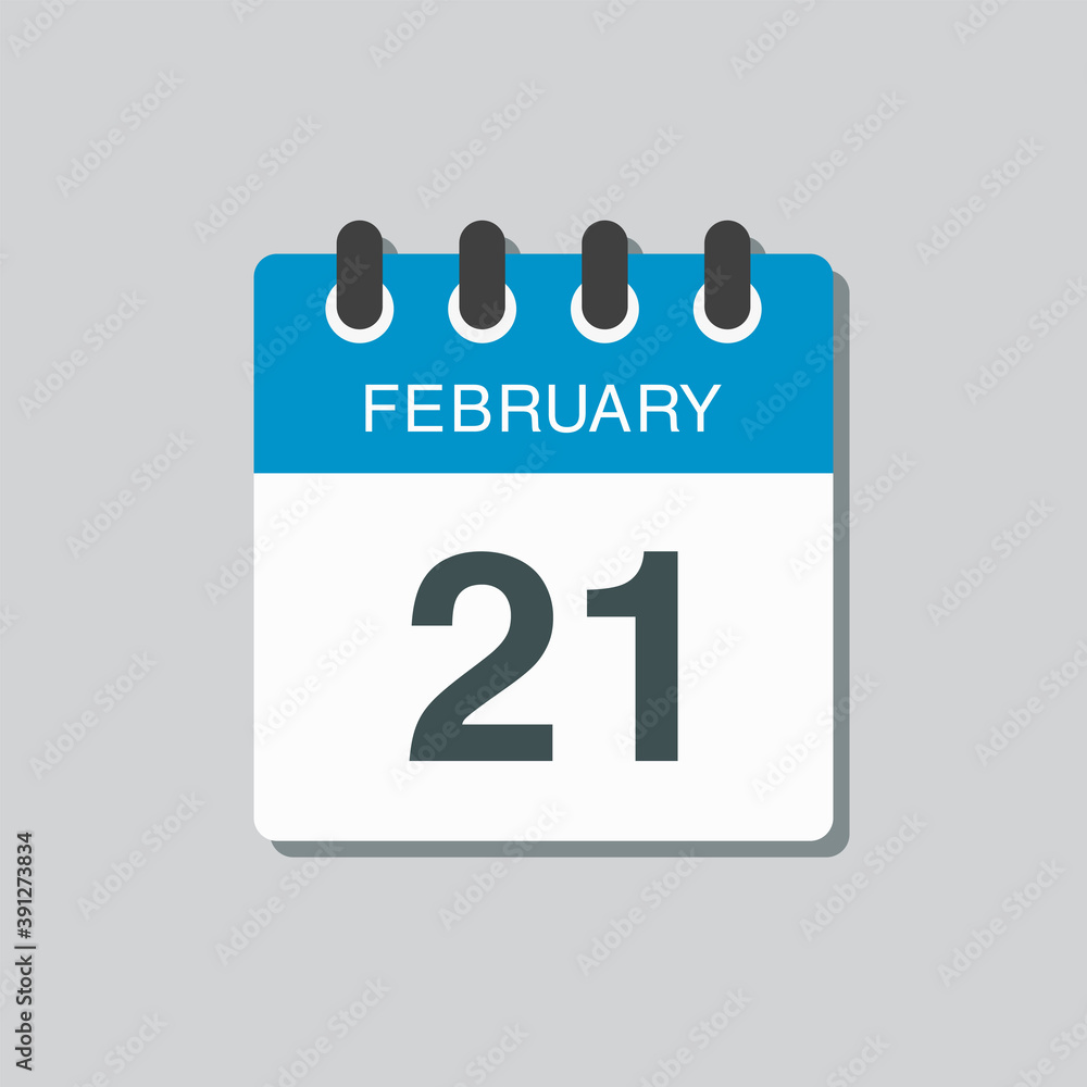 Fototapeta premium Icon day date 21 February, template calendar page