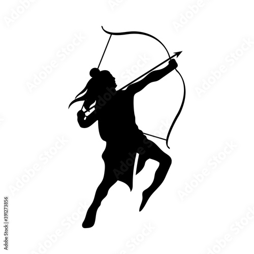 dussehra lord ram with bow and arrow black silhouette vector design