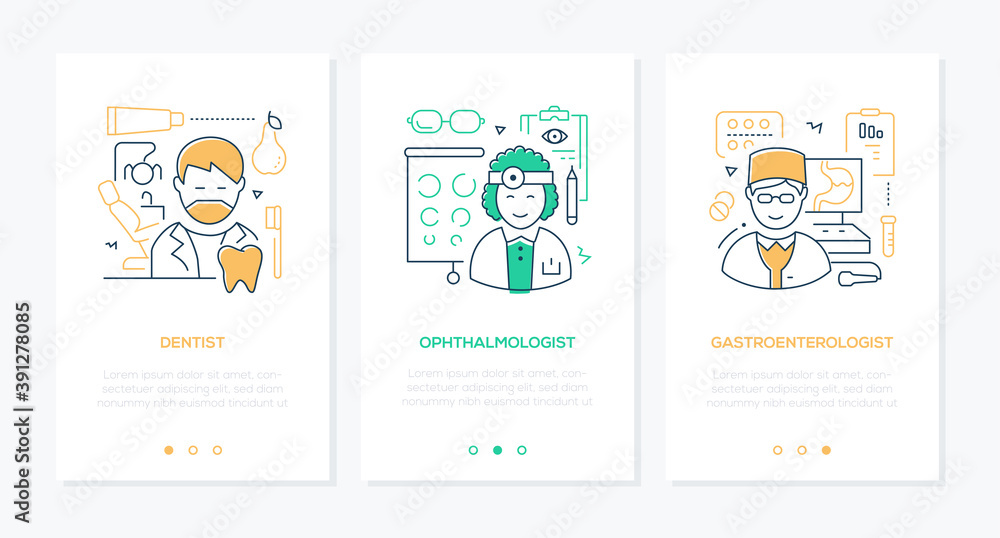 Medical professions line design style web banners Medical professions line design style web banners