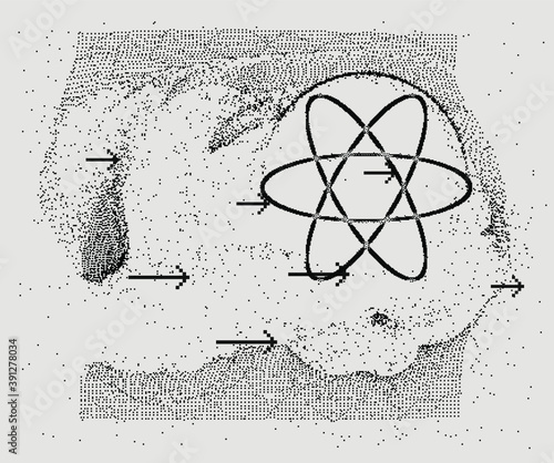 Abstract visualization of Quantum mechanics concept, Information analysis and complex computations.