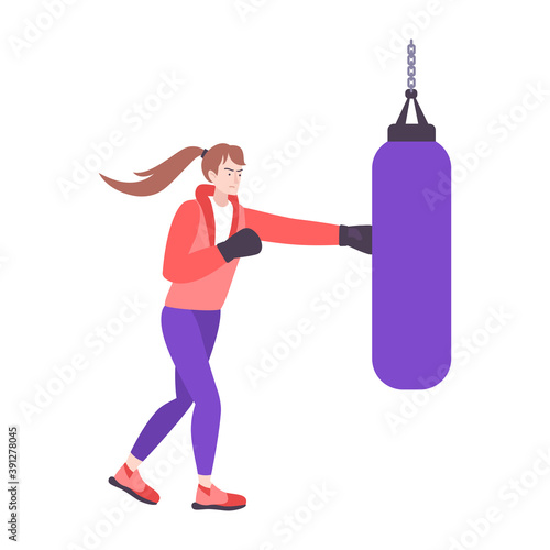 Girl Punching Bag Composition