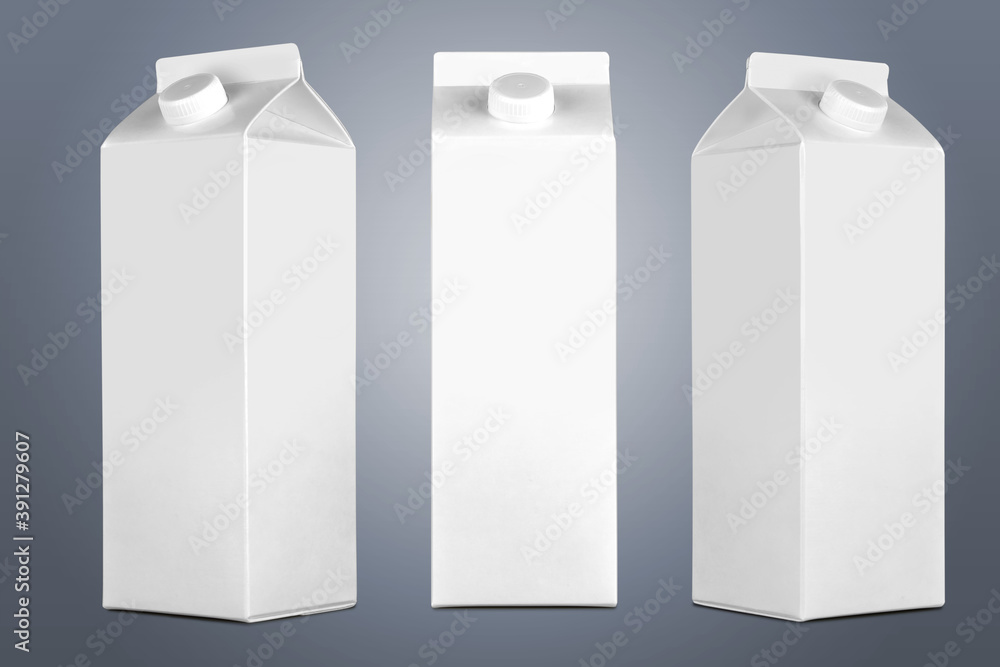 Three kind of view on a blank liquid brick packaging. Clipping path Three kind of view on a blank liquid brick packaging. Clipping path