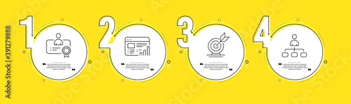 Target goal, Certificate and Web report line icons set. Timeline process infograph. Management sign. Successful business, Best employee, Graph chart. Agent. Education set. Vector