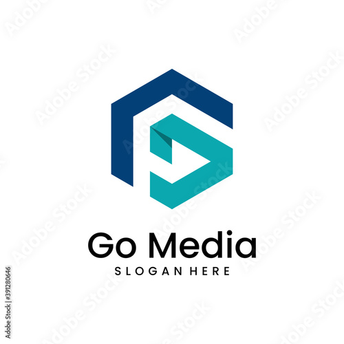 Modern letter Go logo template design. G and O logo vector for media business.