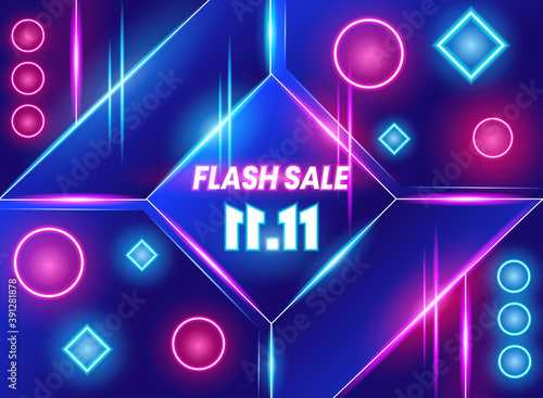 11.11 flash sale shopping glow background illustration vector