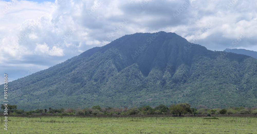 A beautiful mountain in the middle of the savanna.