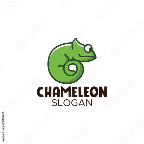 Cute chameleon logo design mascot