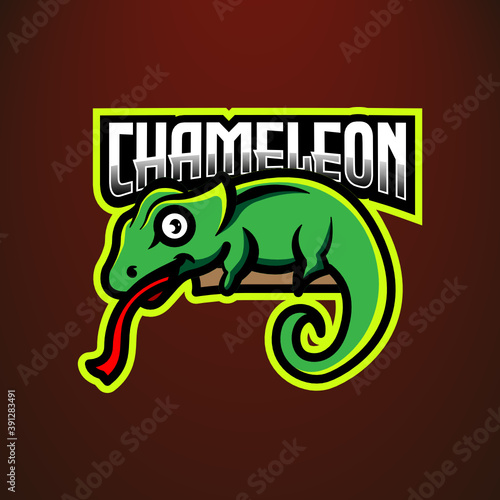 Chameleon e-sport logo design template