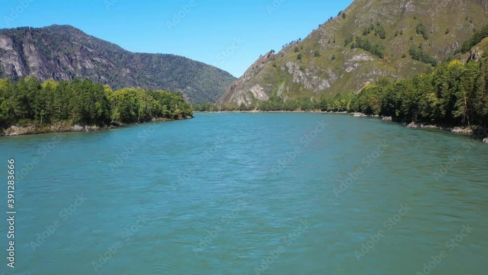 Flight Over Mountain River in Altay Flight Over Mountain River in Altay