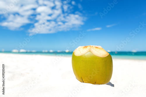 Coconut milk on beach