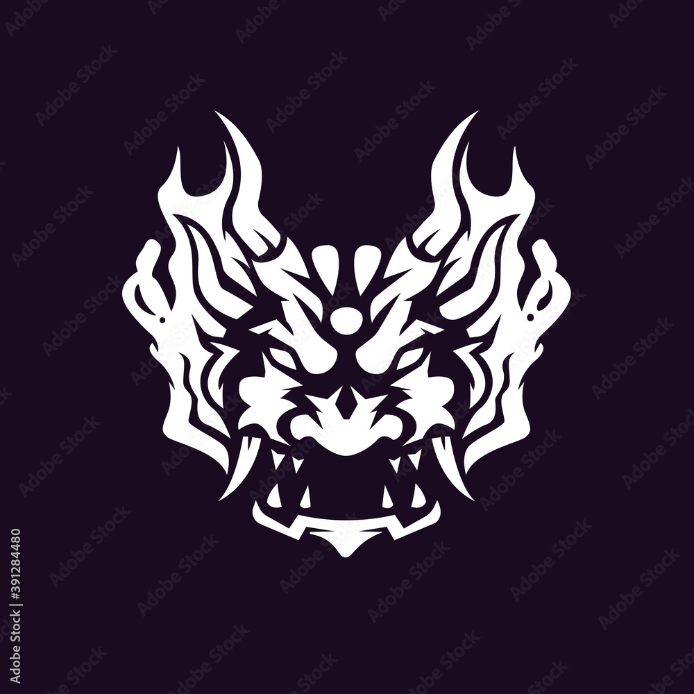 Black and white vector Oni. Used for logos and other graphic design Black and white vector Oni. Used for logos and other graphic design