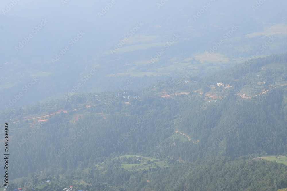 Rural village landscape photo of Nepal, Rural road track of Nepal