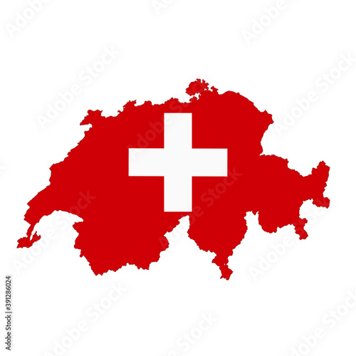 Switzerland map on white background with clipping path