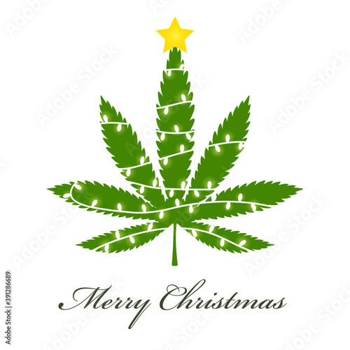 Cannabis christmas tree disign icon. Clipart image isolated on white background.