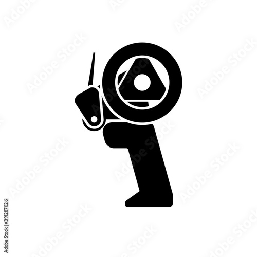 Packing tape dispenser silhouette icon. Clipart image isolated on white background.