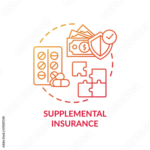 Supplemental insurance concept icon. Disability insurance types. Different money helping after accident plans idea thin line illustration. Vector isolated outline RGB color drawing