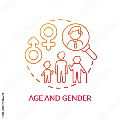 Age and gender concept icon. Insurance cost value factors. Different service options for people types variety idea thin line illustration. Vector isolated outline RGB color drawing