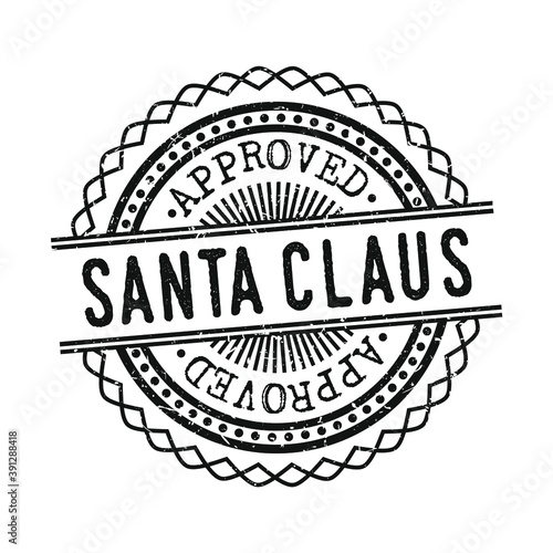 North Pole Mail Santa Claus Vector Approved Stamp Round Design illustration Silhouette.