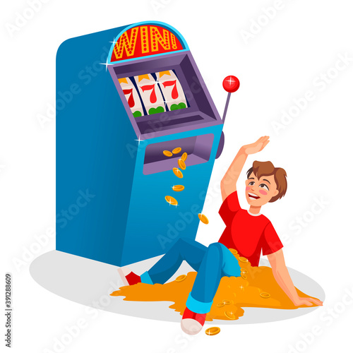 Cartoon Color Character Person Male Gambler Concept. Vector
