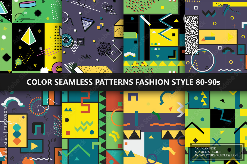Collection of colorful abstract seamless patterns with creative ...