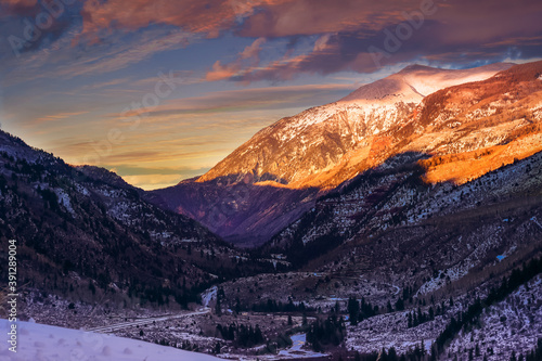 Aspen Mountains in Colorado, Sunset photo