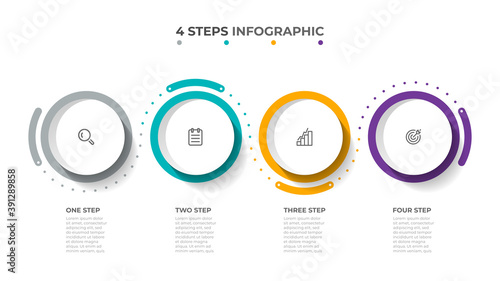Colorful infographic elements. Timeline processes with marketing iocns and 4 options. Vector template.
 photo
