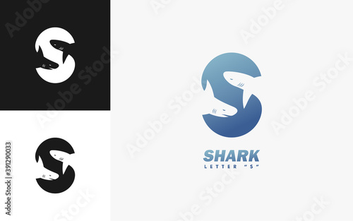 Shark logo with letter "S", suitable for animal or fish company