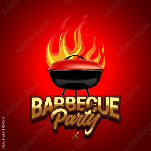BBQ red poster designs, party design, invitation, ad design. Barbecue logo. BBQ template menu design. Barbecue Food flyer. Barbecue advertisement.