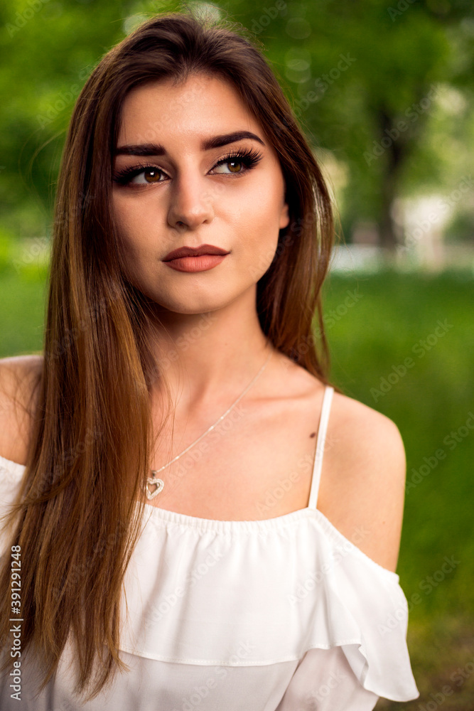 woman portrait outdoor in the green park woman portrait outdoor in the green park