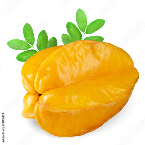 Ripe Star fruit isolated on a white background with clipping path.