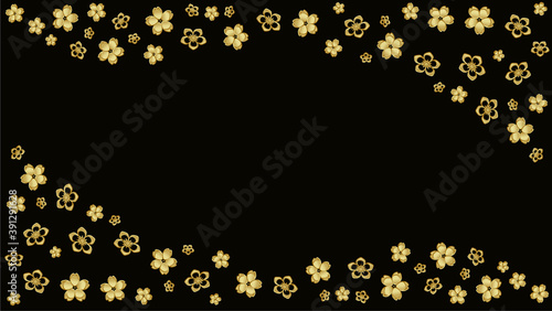 black background, with gold sakura design