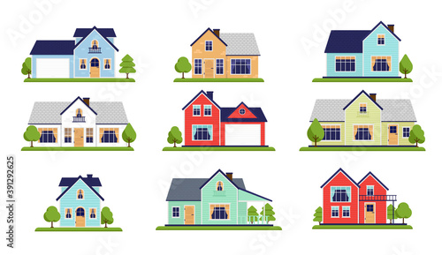 Collection of vector houses - Set of 9 house illustrations to use in your own illustration. 