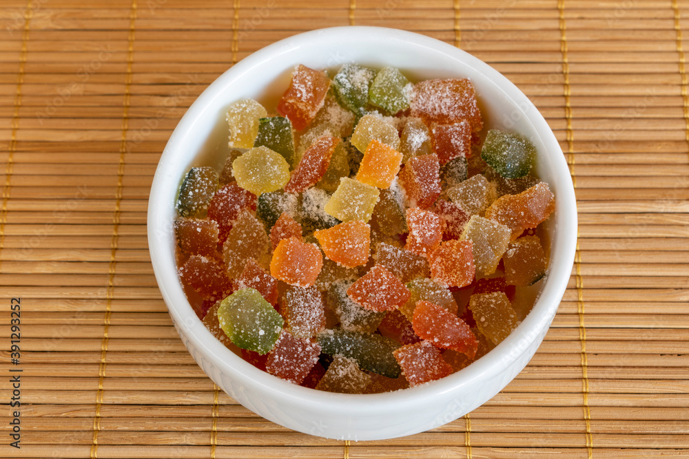 white pot with sugar candied fruit white pot with sugar candied fruit