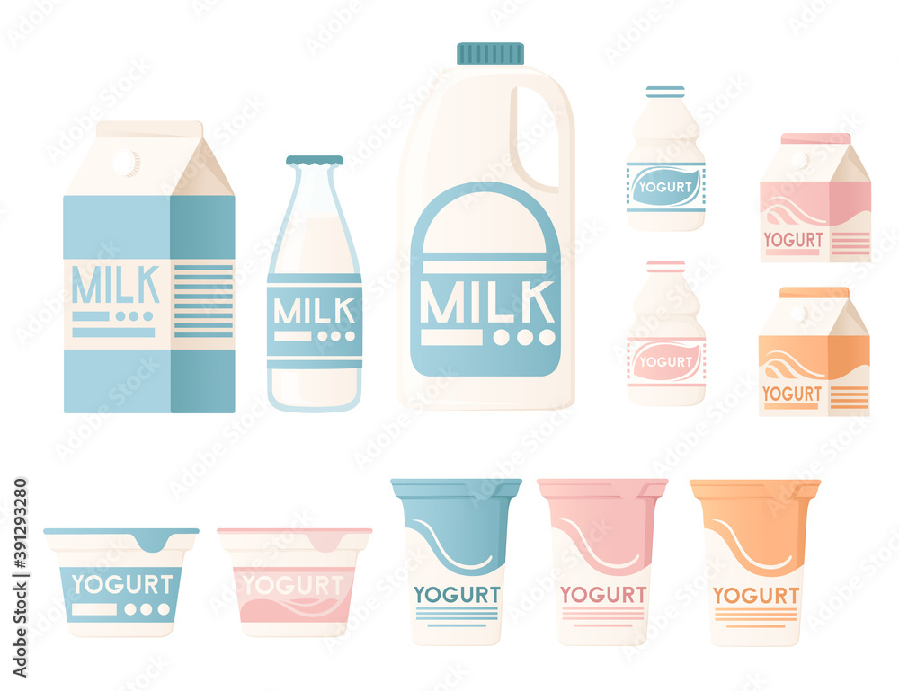 Natural yogurt vector realistic package mockup set. White blank plastic containers for dessert, yogurt, ice cream isolated on white background. Natural yogurt vector realistic package mockup set. White blank plastic containers for dessert, yogurt, ice cream isolated on white background.