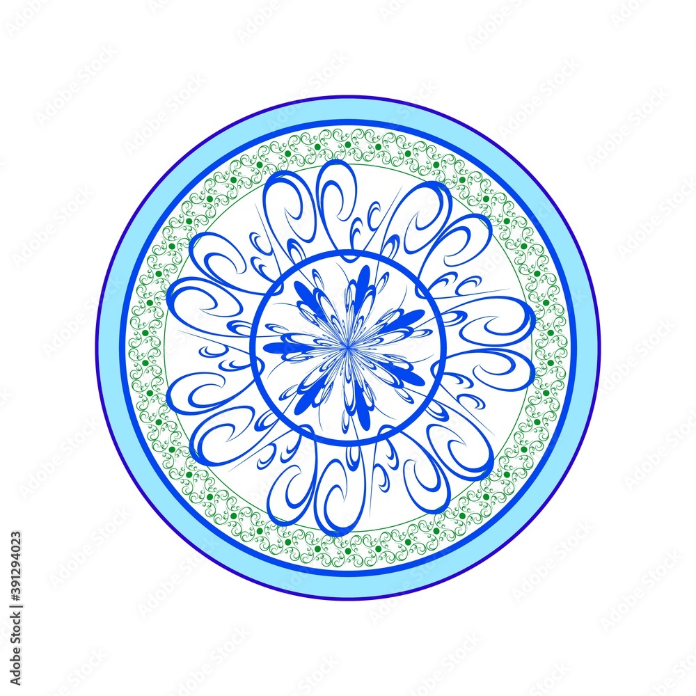 Painted plate blue. Color ethnicity souvenir dish Painted plate blue. Color ethnicity souvenir dish