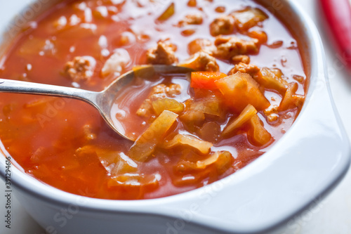 Close up of Turkey cabbage soup