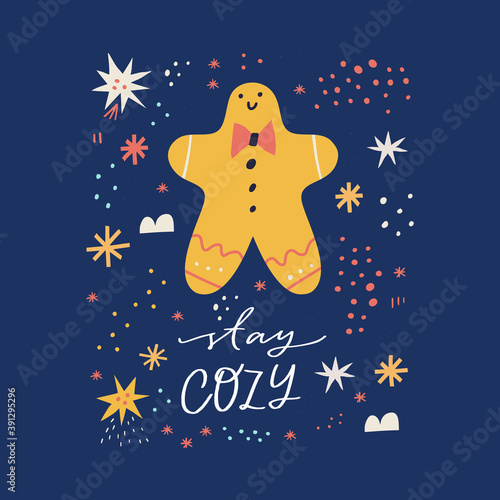 Stay cozy flat vector social media post template