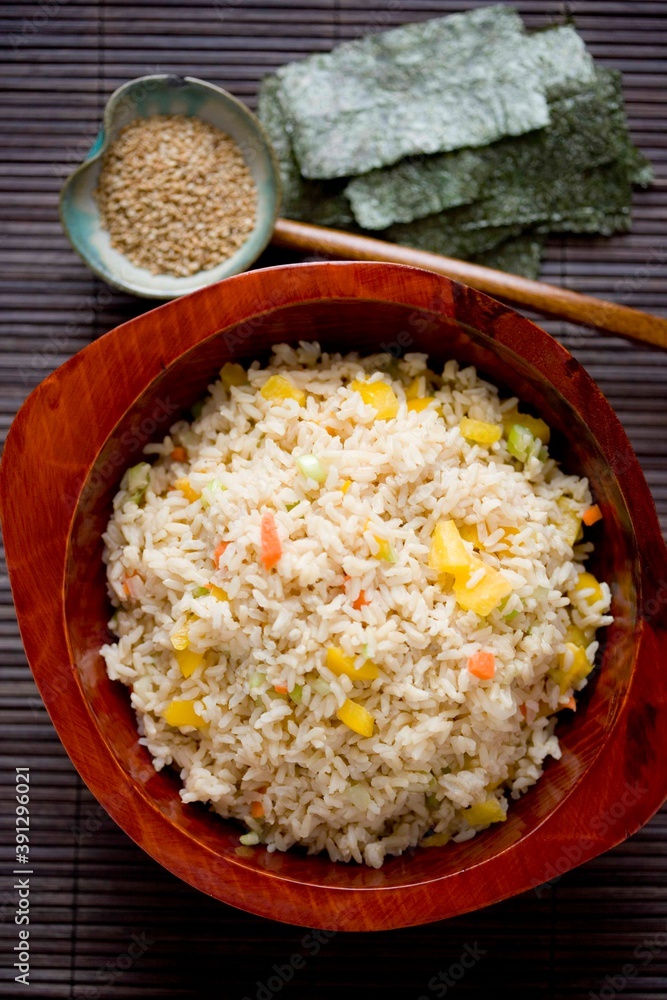Rice salad in bowl Rice salad in bowl