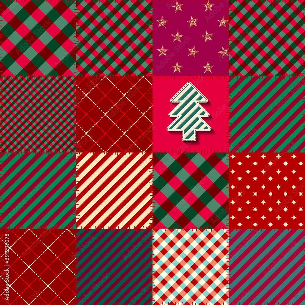 Seamless background pattern. Christmas Patchwork pattern. Vector image Seamless background pattern. Christmas Patchwork pattern. Vector image