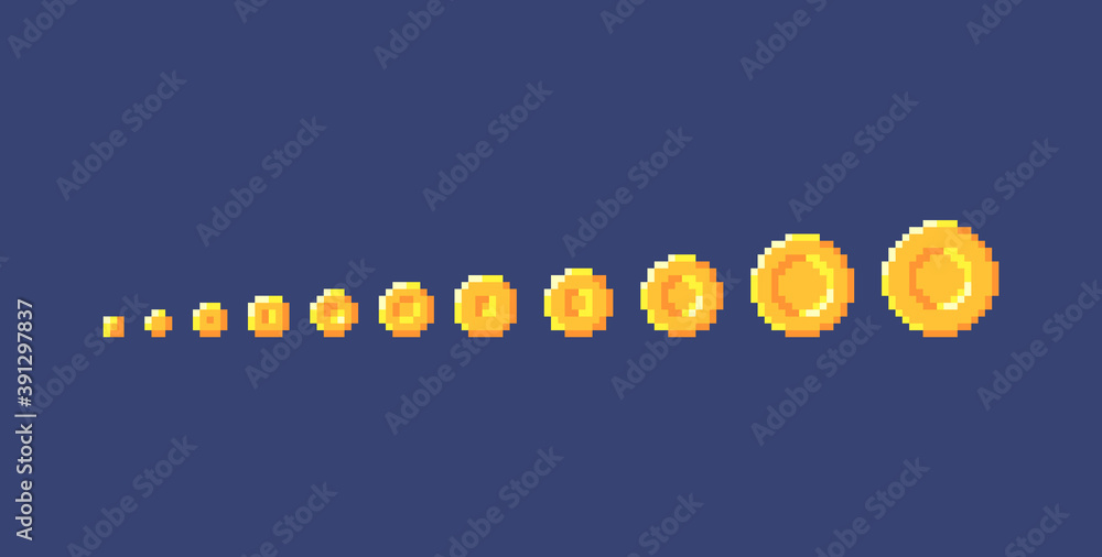 Small Pixel Coin Pixel art coins different sizes. Stock Vector | Adobe Stock