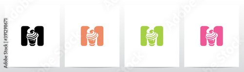 Cupcake On Letter Logo Design M