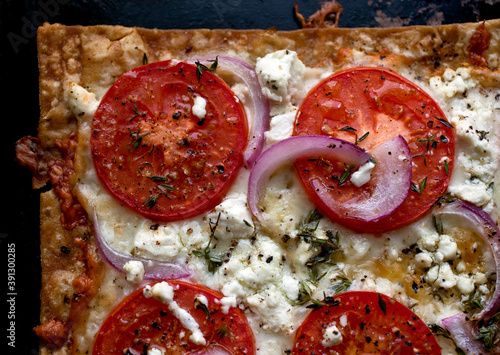 Close up of lavash pizza