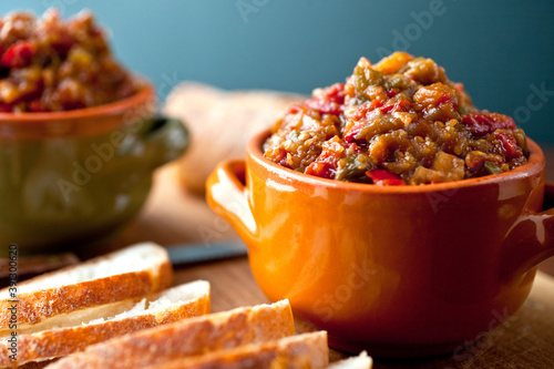 Close up of serving portion of samfaina ratatouille photo